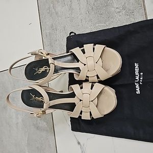 YSL Natural platform heels with dust bag